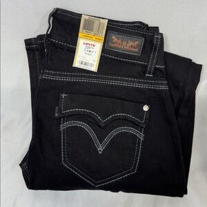 Levi's 529 curvy straight blackDenim Jeans with Contrast Stitching 6